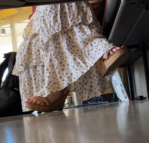 Gorgeous Alt Girl teases me in her Wedge Sandals