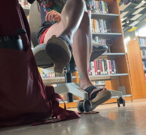Under Attractive Girl in Wedged Sandals - Image 2